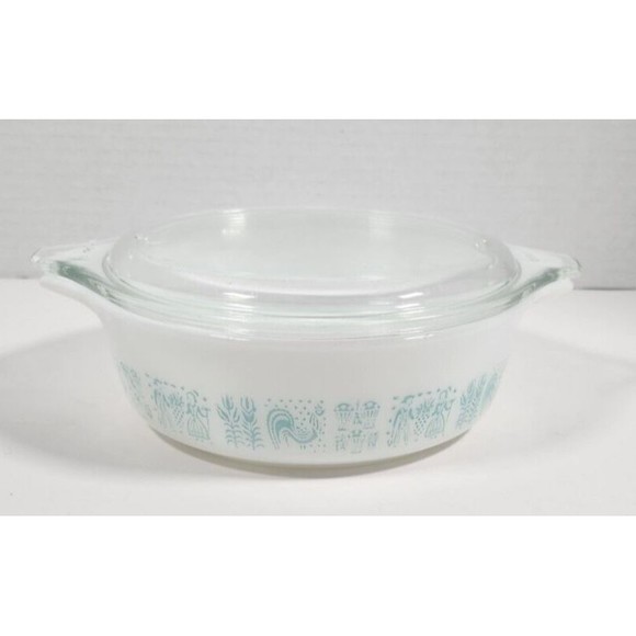 PYREX Other - Pyrex Amish round Butter print #471  1 PT with lid  Casserole Dish  Turquoise
